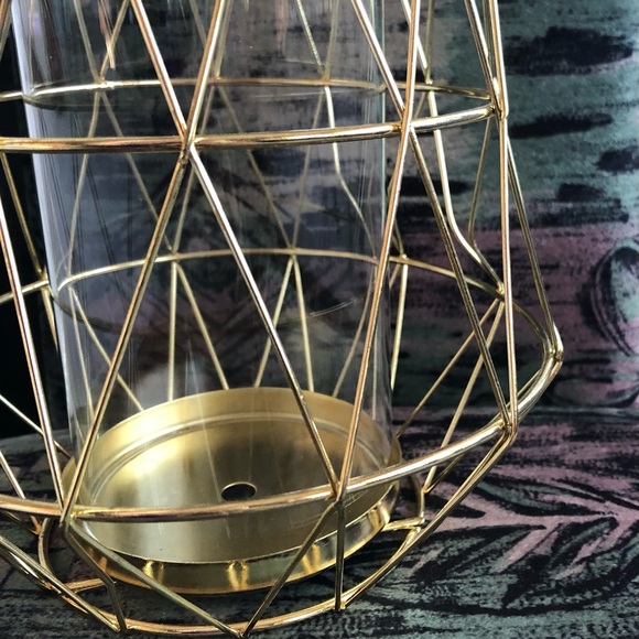 wire gold tone candle holder with handle - Picture 10 of 11